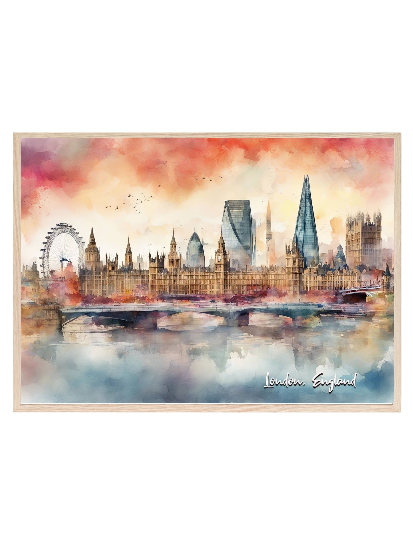 London, England Print | Water Coloured Wall Art