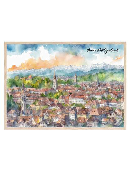 Bern, Switzerland Print | Water Coloured Wall Art