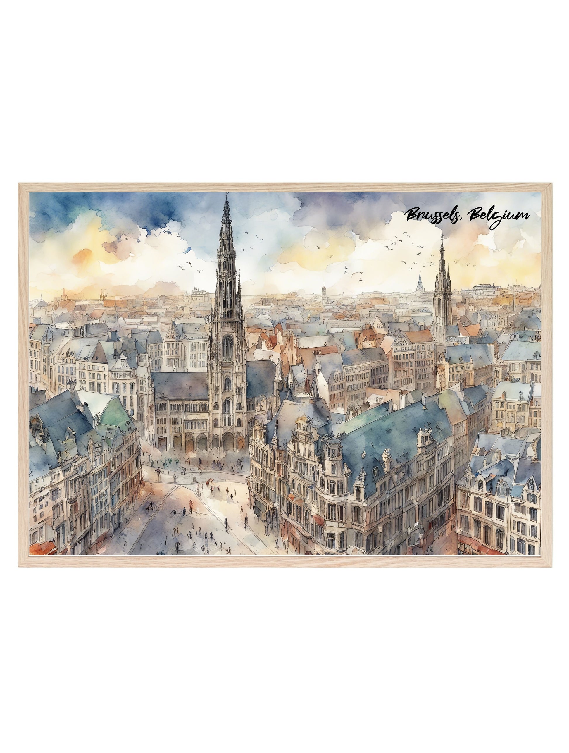 Brussels, Belgium Print | Water Coloured Wall Art