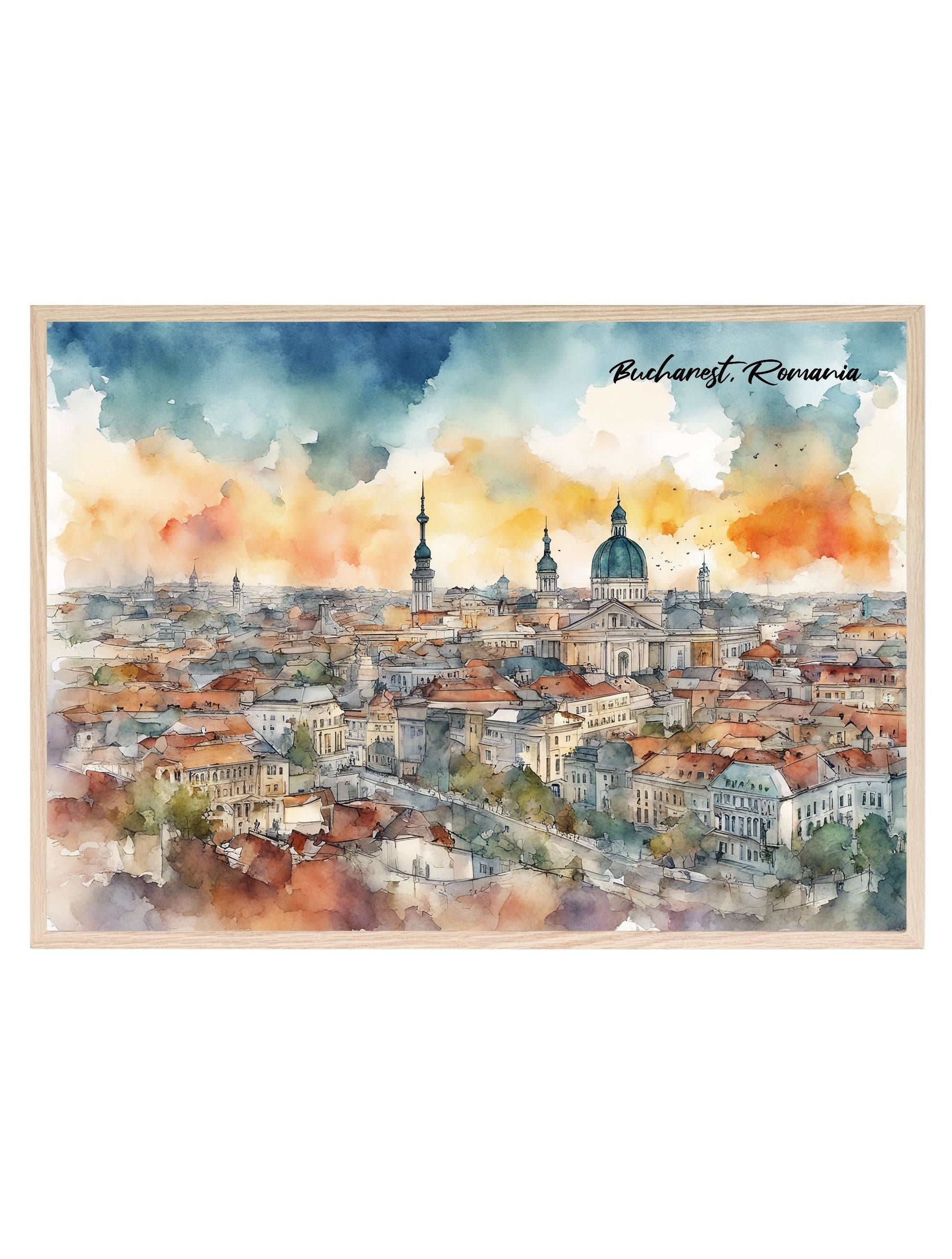 Bucharest, Romania Print | Water Coloured Wall Art