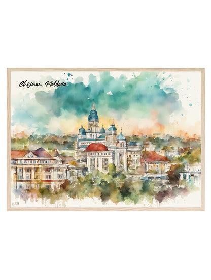 Chisinau, Moldova Print | Water Coloured Wall Art