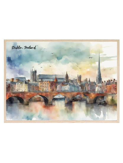 Dublin, Ireland Print | Water Coloured Wall Art