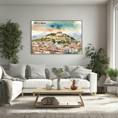 Athens, Greece Print | Water Coloured Wall Art