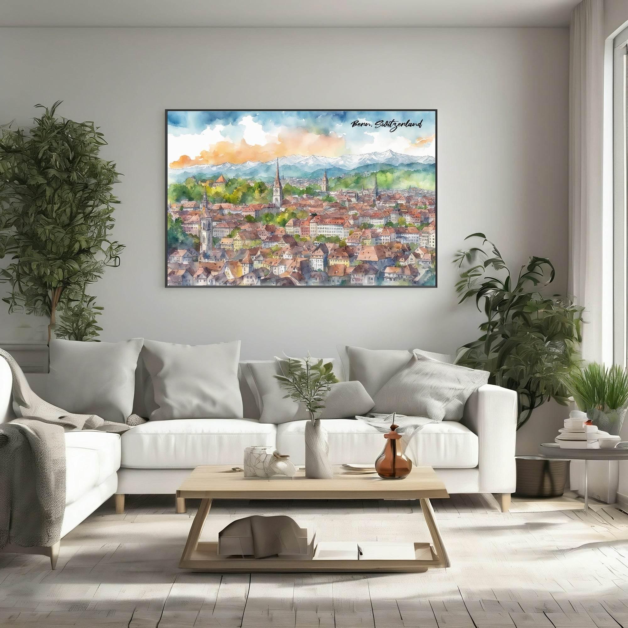 Bern, Switzerland Print | Water Coloured Wall Art - Larosier Prints