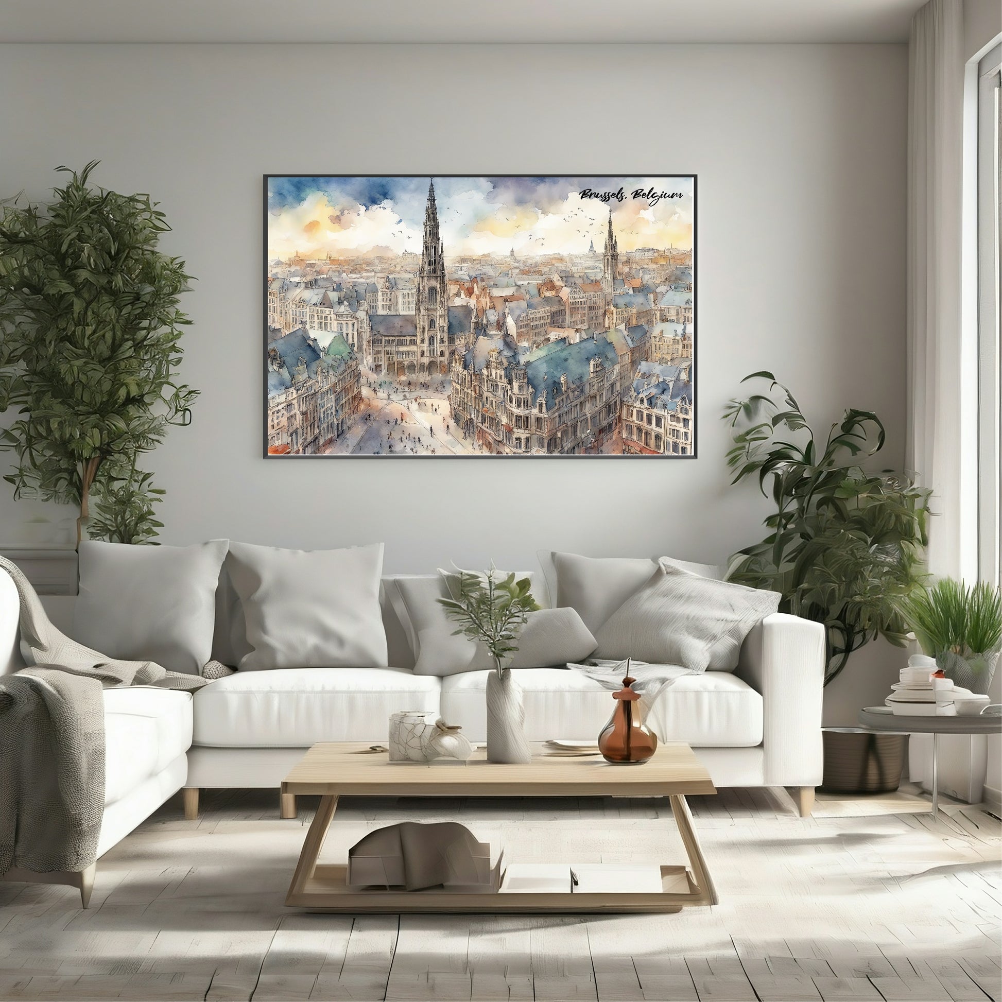 Brussels, Belgium Print | Water Coloured Wall Art