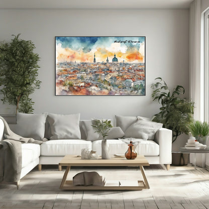 Bucharest, Romania Print | Water Coloured Wall Art