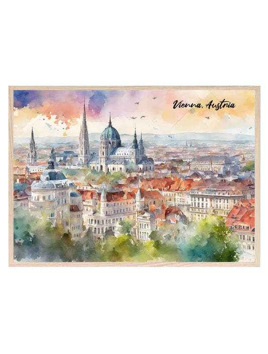 Vienna, Austria Print | Water Coloured Wall Art