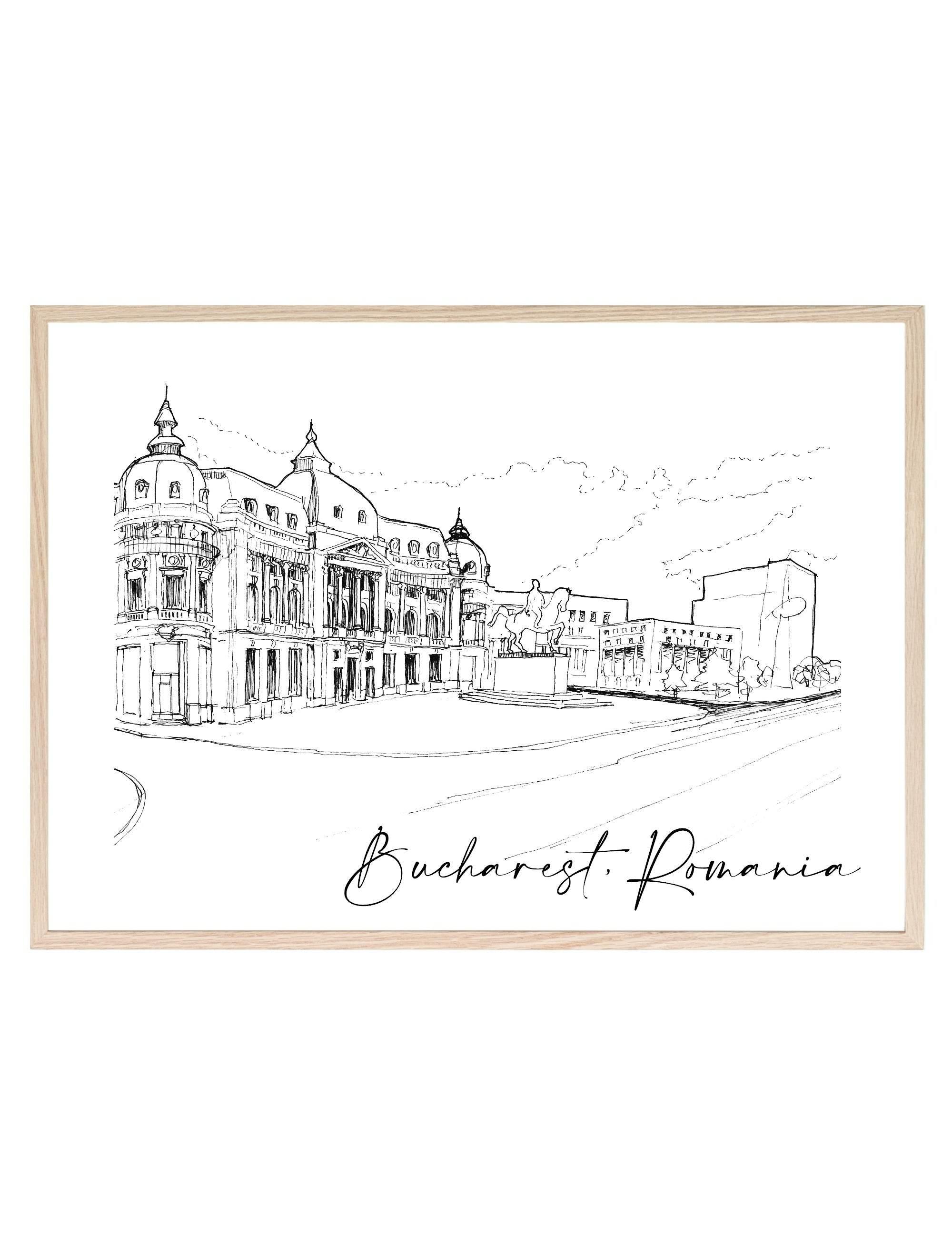 Bucharest, Romania Print | Illustrated Wall Art - Larosier Prints