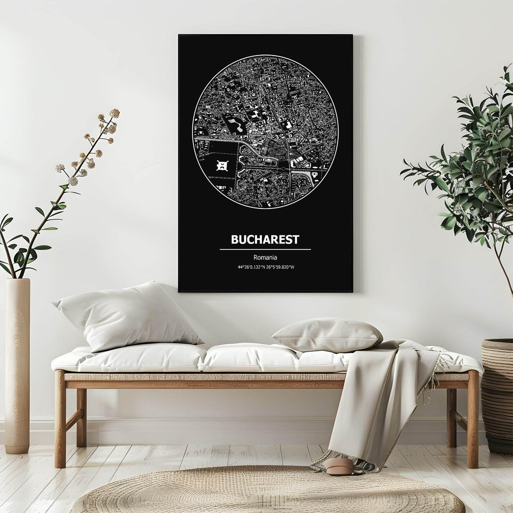 Bucharest Romania Coordinates Print | Travel Map Wall Art - Larosier Prints