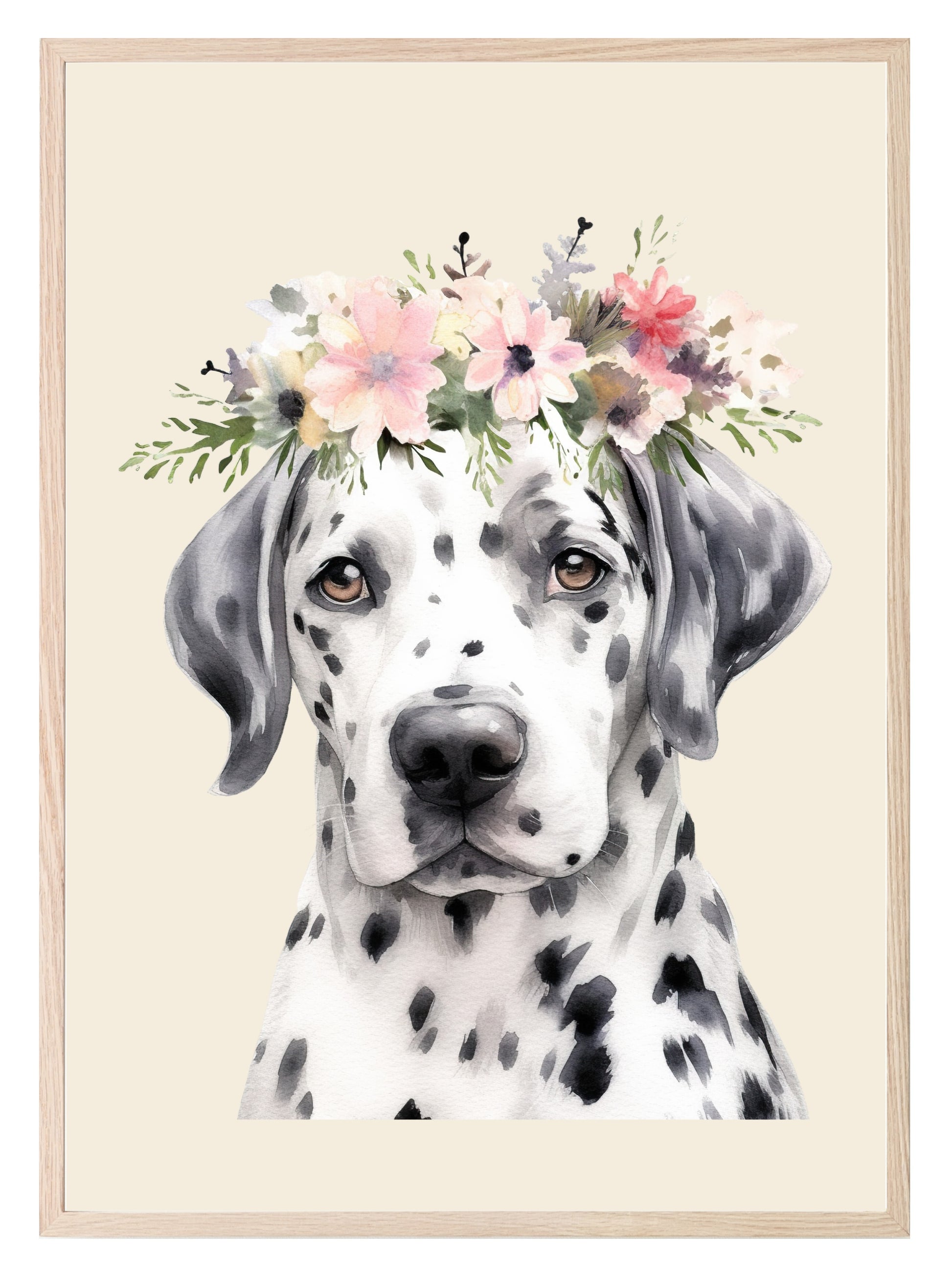 Floral Crown Dalmatian Dog Print | Pet Lovers Wall Art