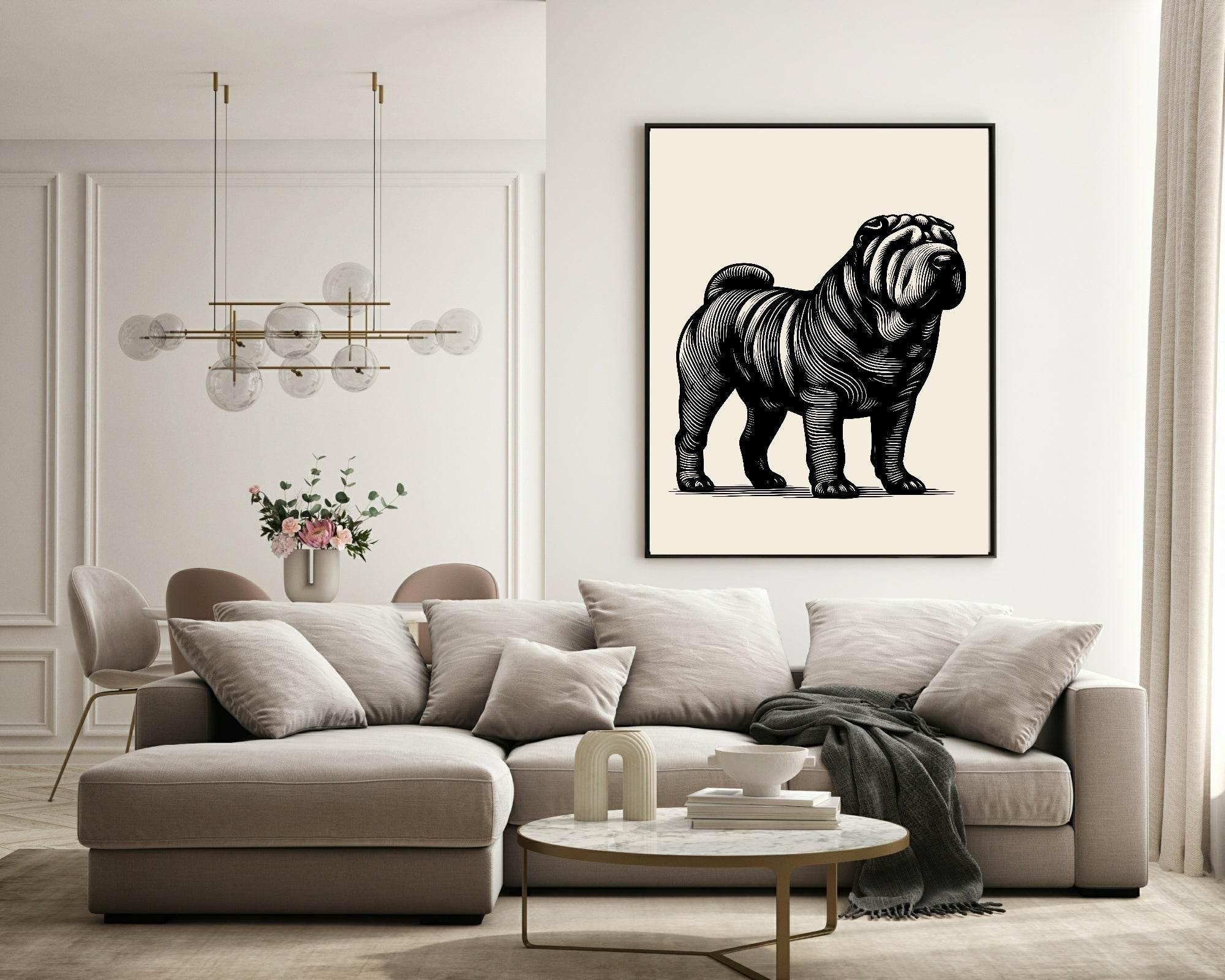 Shar-pei Dog Print | Fun Pet Lovers Wall Art - Larosier Prints