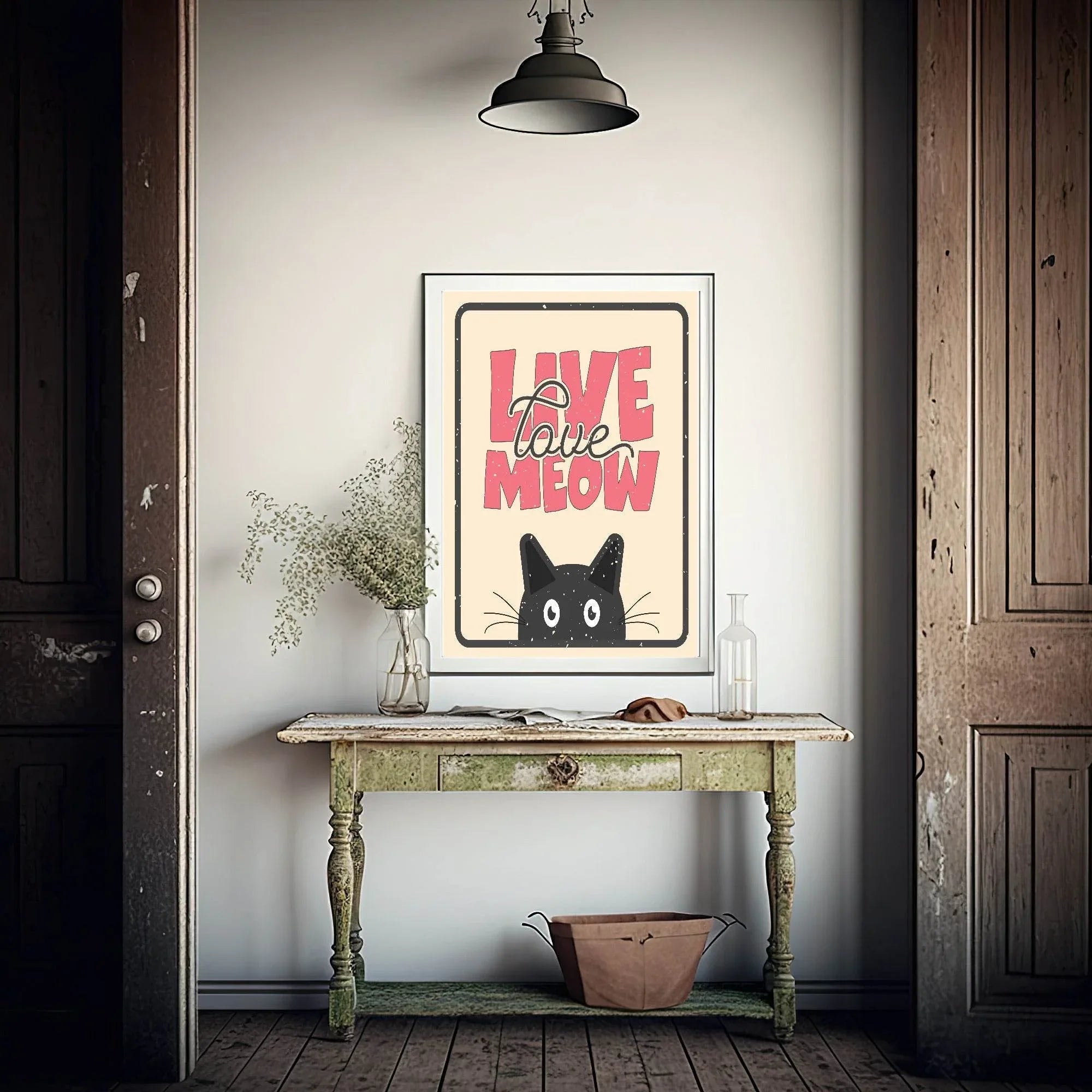 Live Love Meow Cat Print | Pet Lovers Wall Art - Larosier Prints