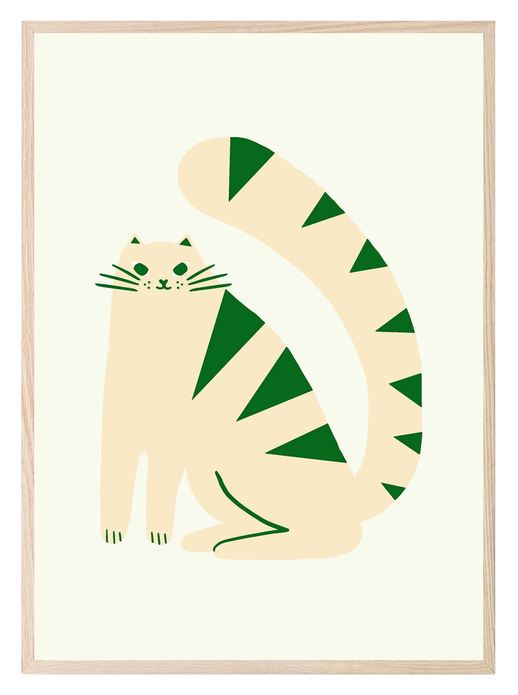 Green & Cream Cat Print | Pet Lovers Wall Art - Larosier Prints