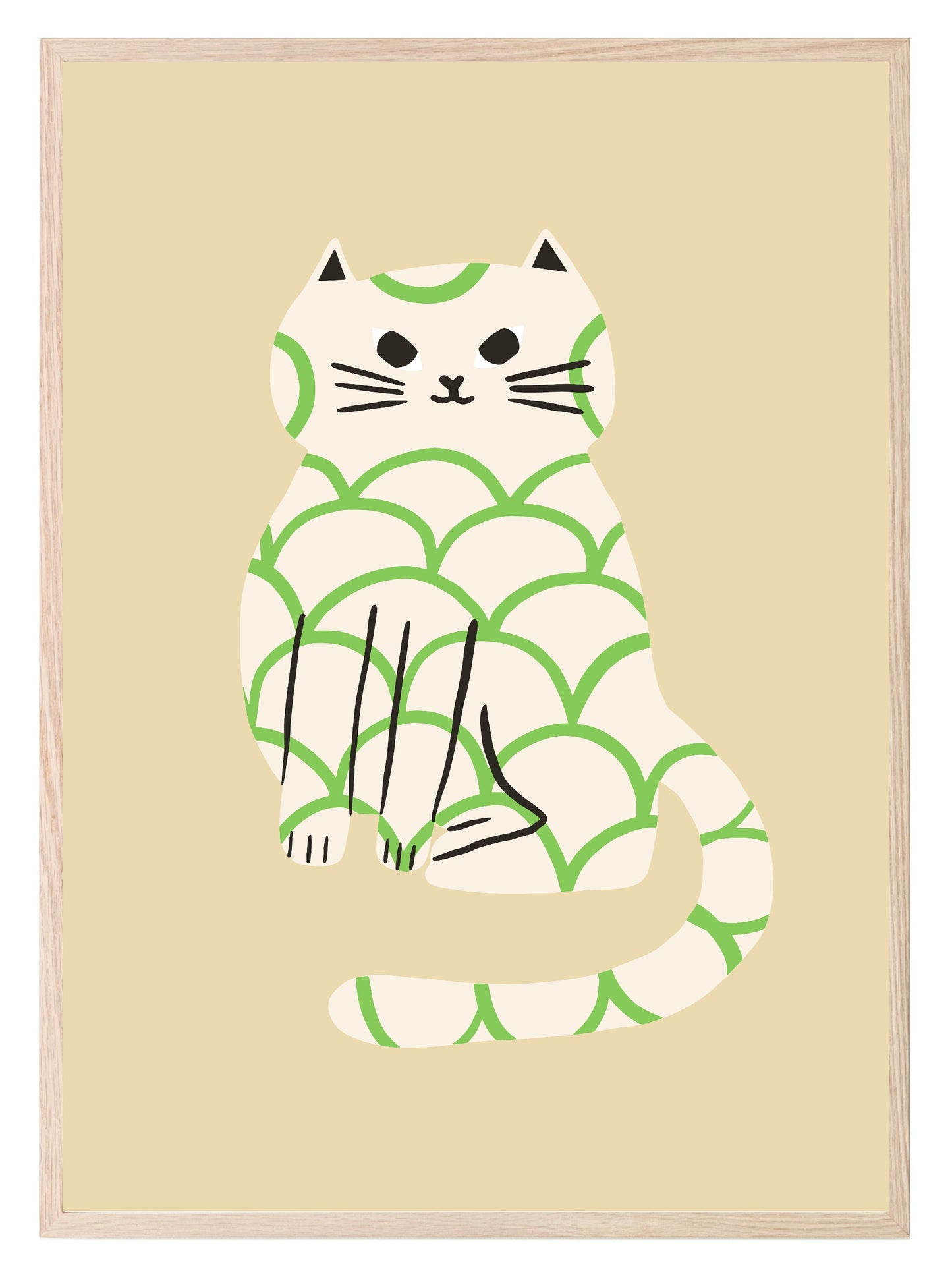 Green Patterned Cat Print | Pet Lovers Wall Art