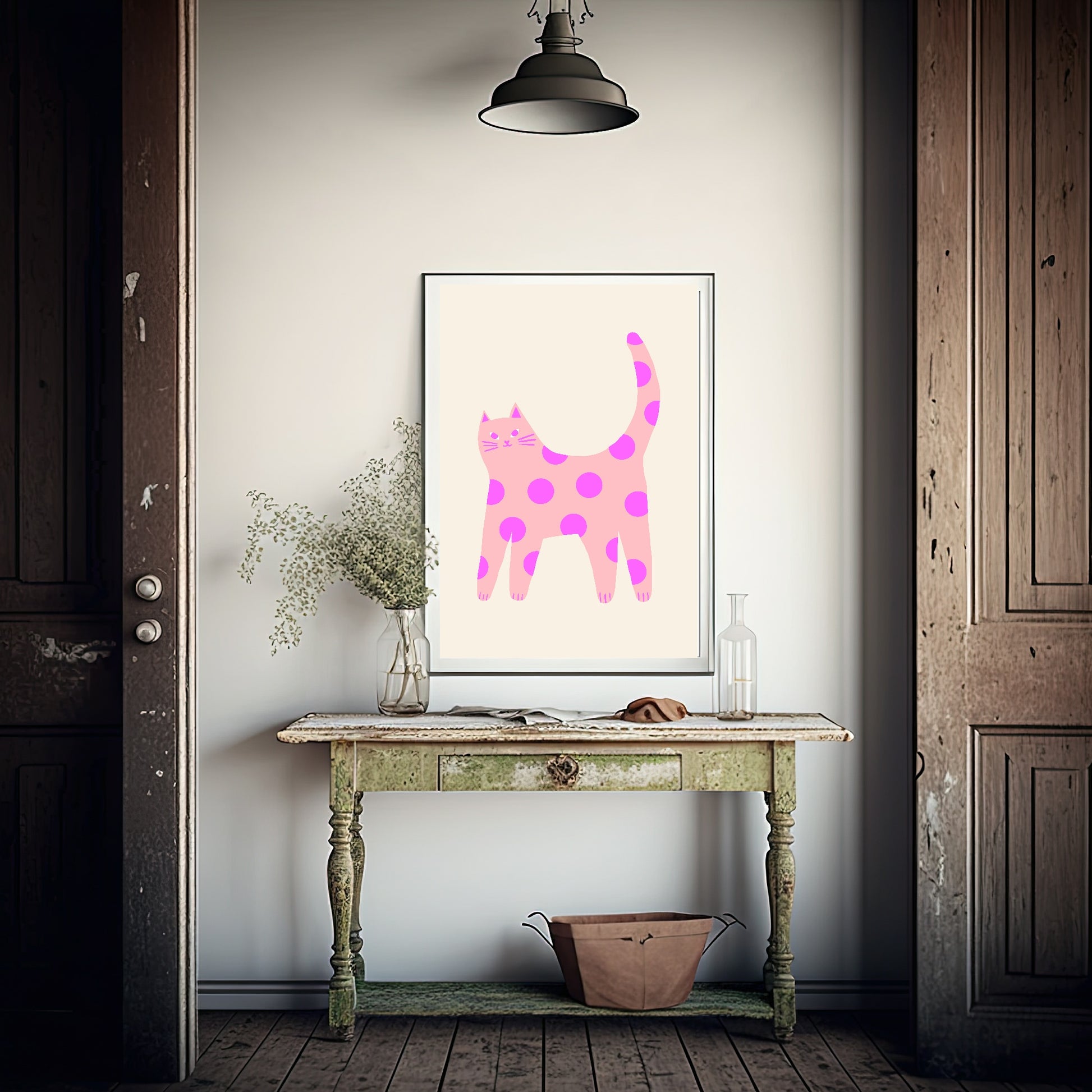 Pink Cat Print | Pet Lovers Wall Art