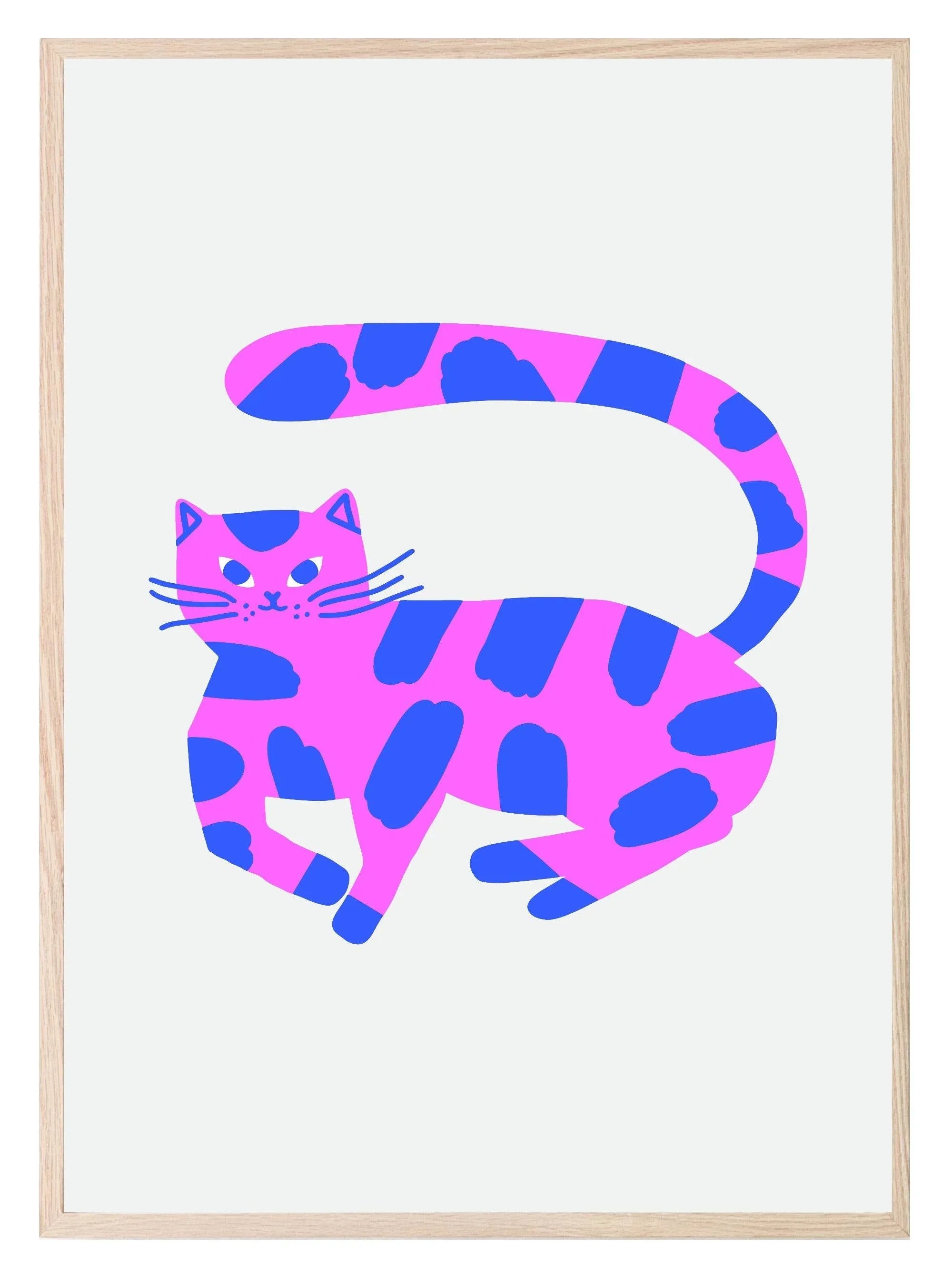 Pink & Blue Cat Print | Pet Lovers Wall Art - Larosier Prints