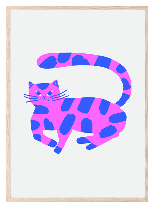 Pink & Blue Cat Print | Pet Lovers Wall Art