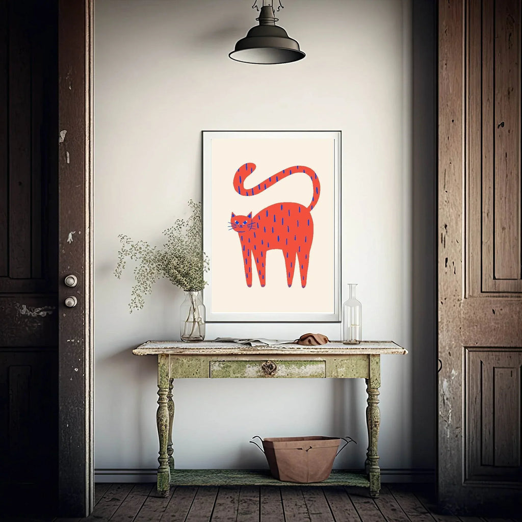 Red Cat Print | Pet Lovers Wall Art - Larosier Prints