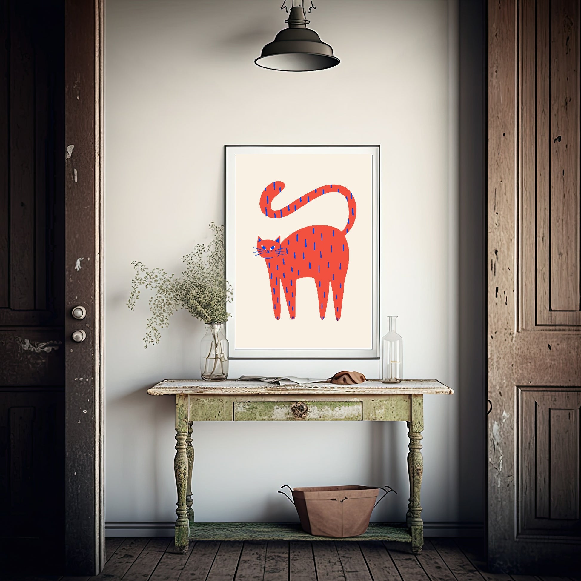 Red Cat Print | Pet Lovers Wall Art