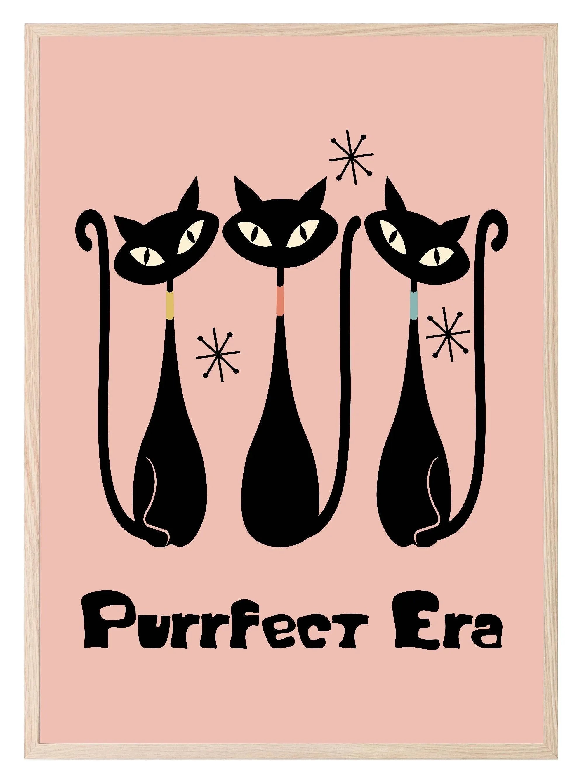 Purrfect Era Print | Trio of cats Wall Art - Larosier Prints
