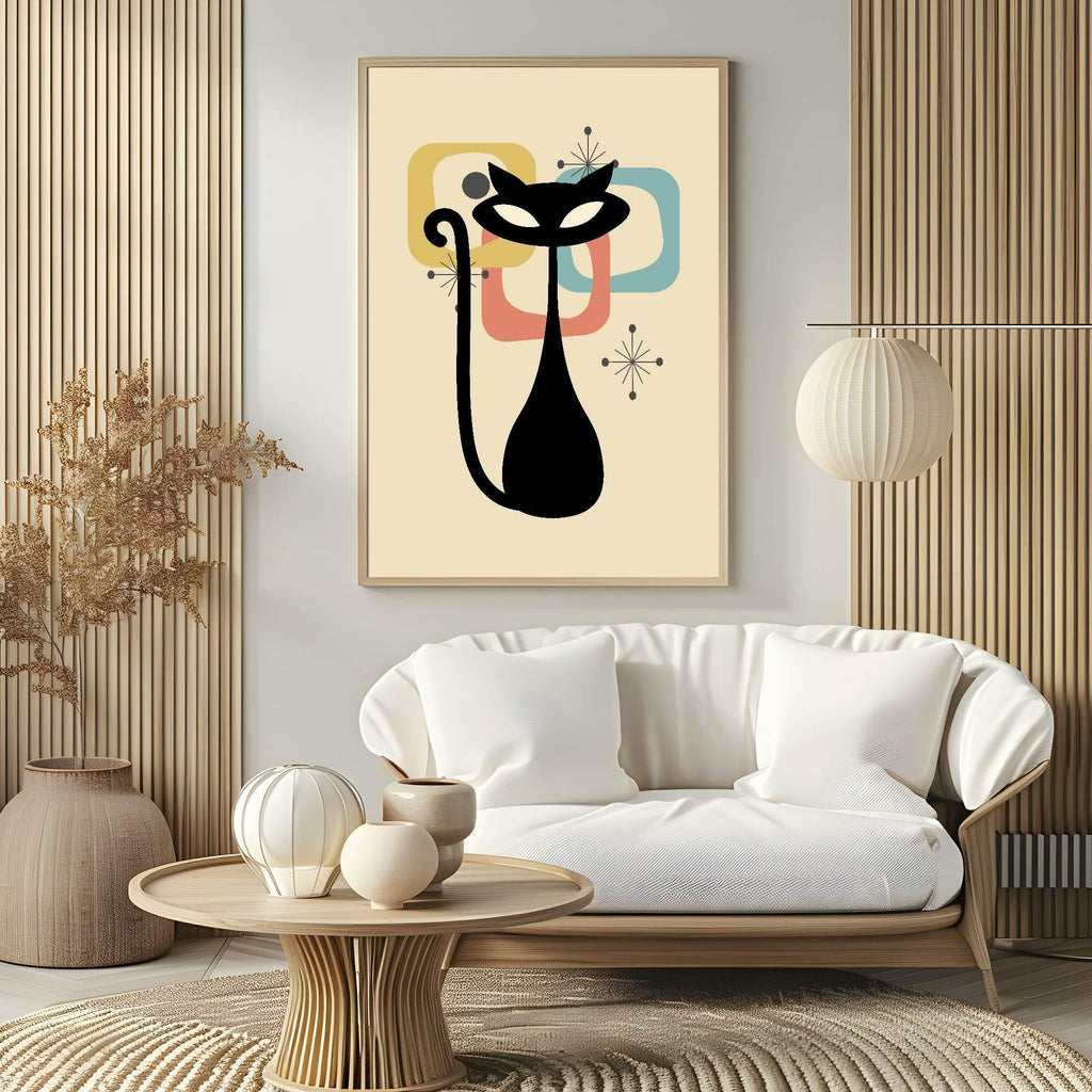 Cream Abstract Cat Print | Pet Lovers Wall Art - Larosier Prints