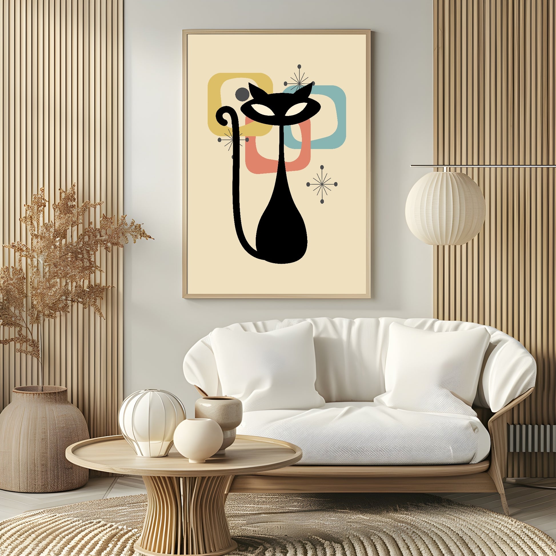 Cream Abstract Cat Print | Pet Lovers Wall Art