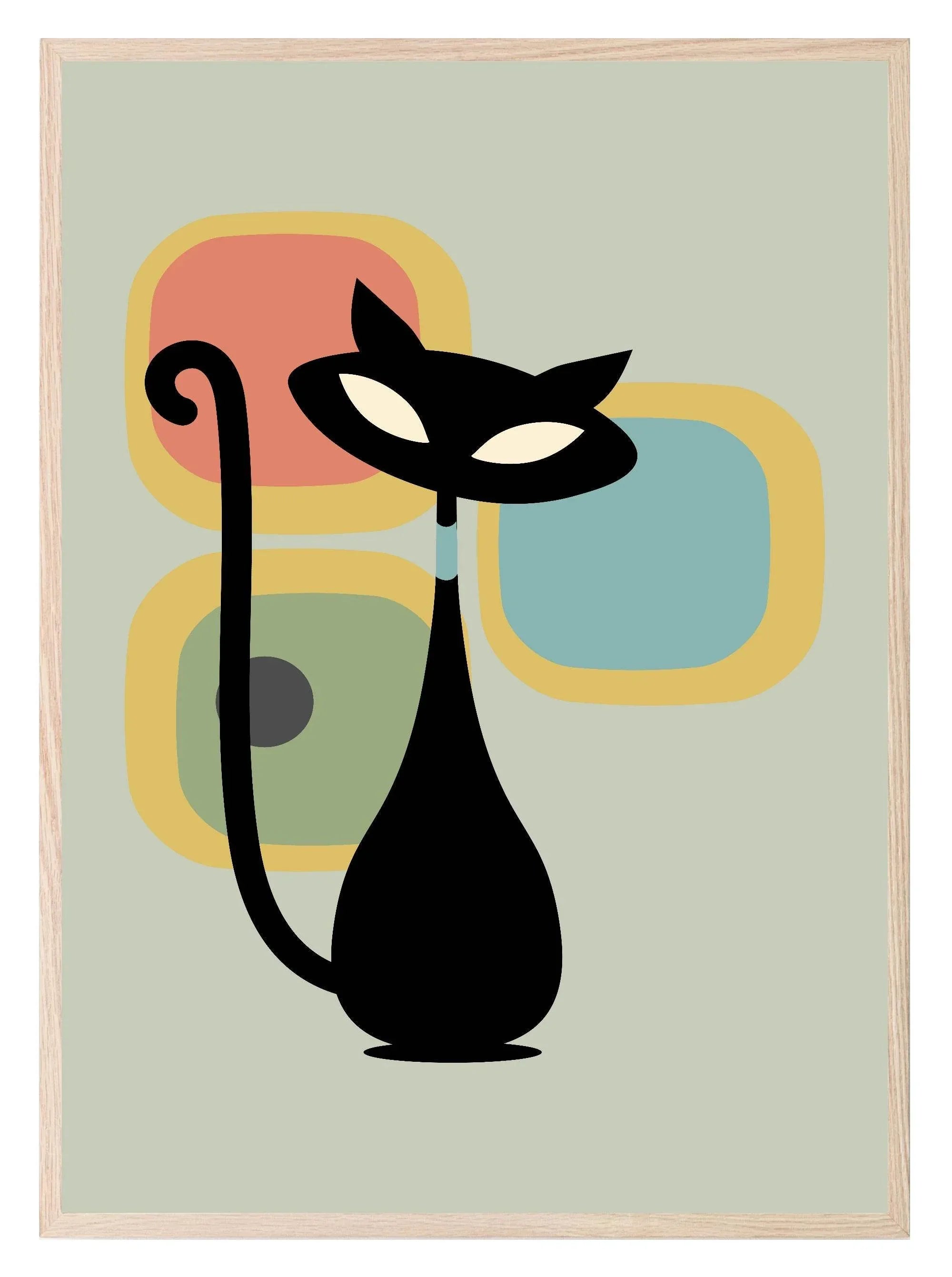 Green Abstract Cat Print | Pet Lovers Wall Art - Larosier Prints