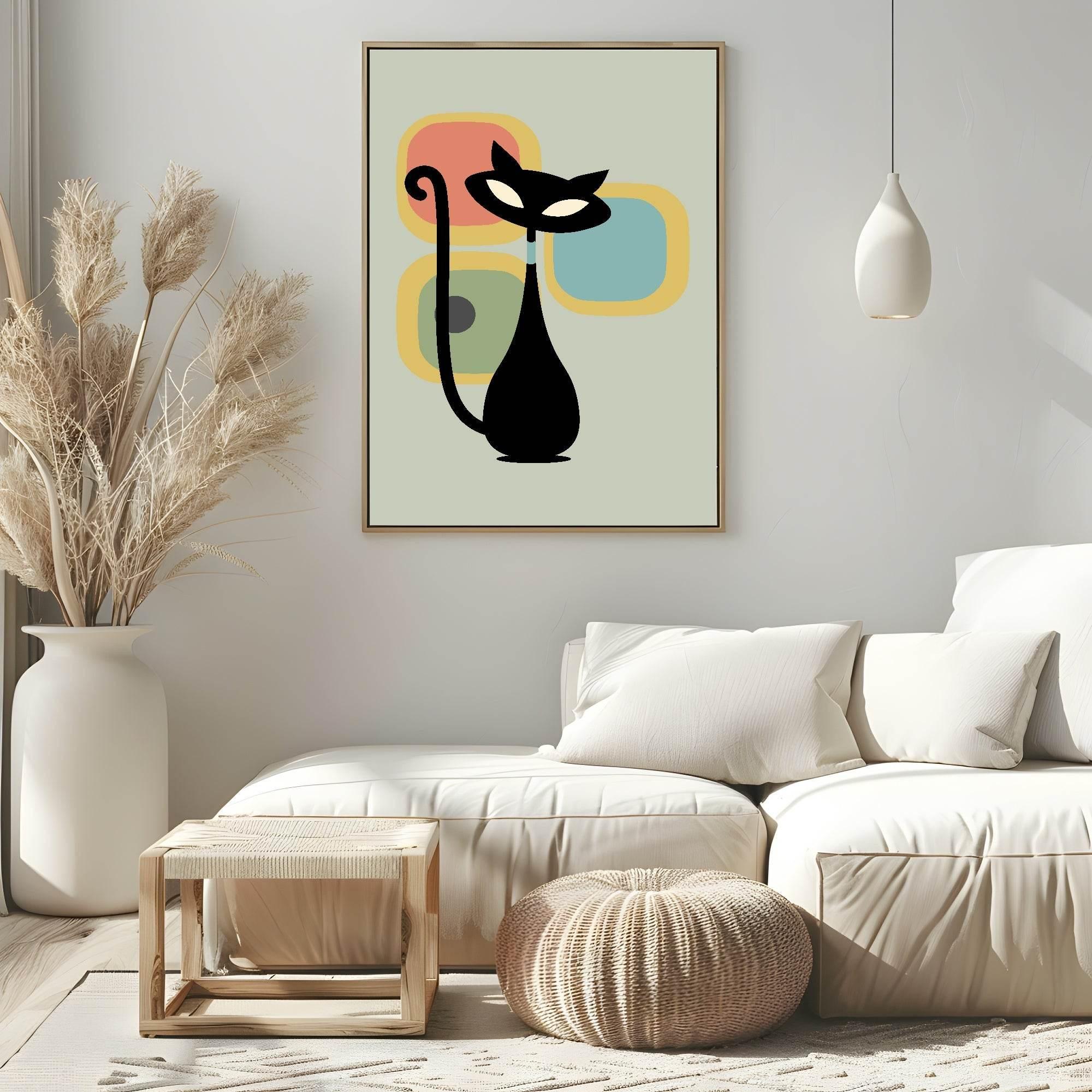 Green Abstract Cat Print | Pet Lovers Wall Art - Larosier Prints