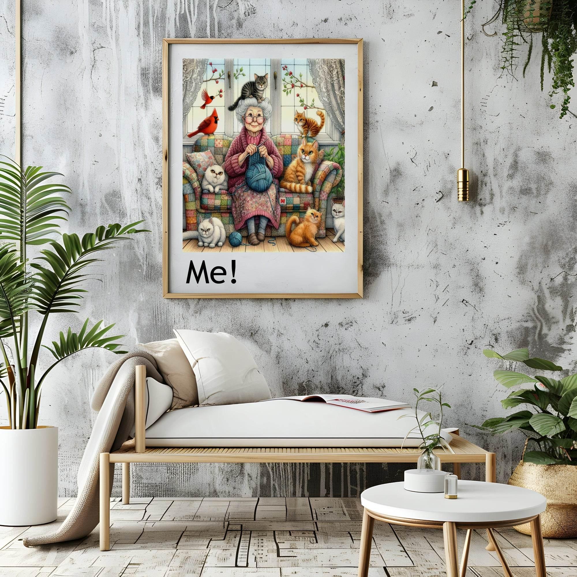 Crazy Cat Lady - Me Print | Fun Pet Lovers Wall Art - Larosier Prints