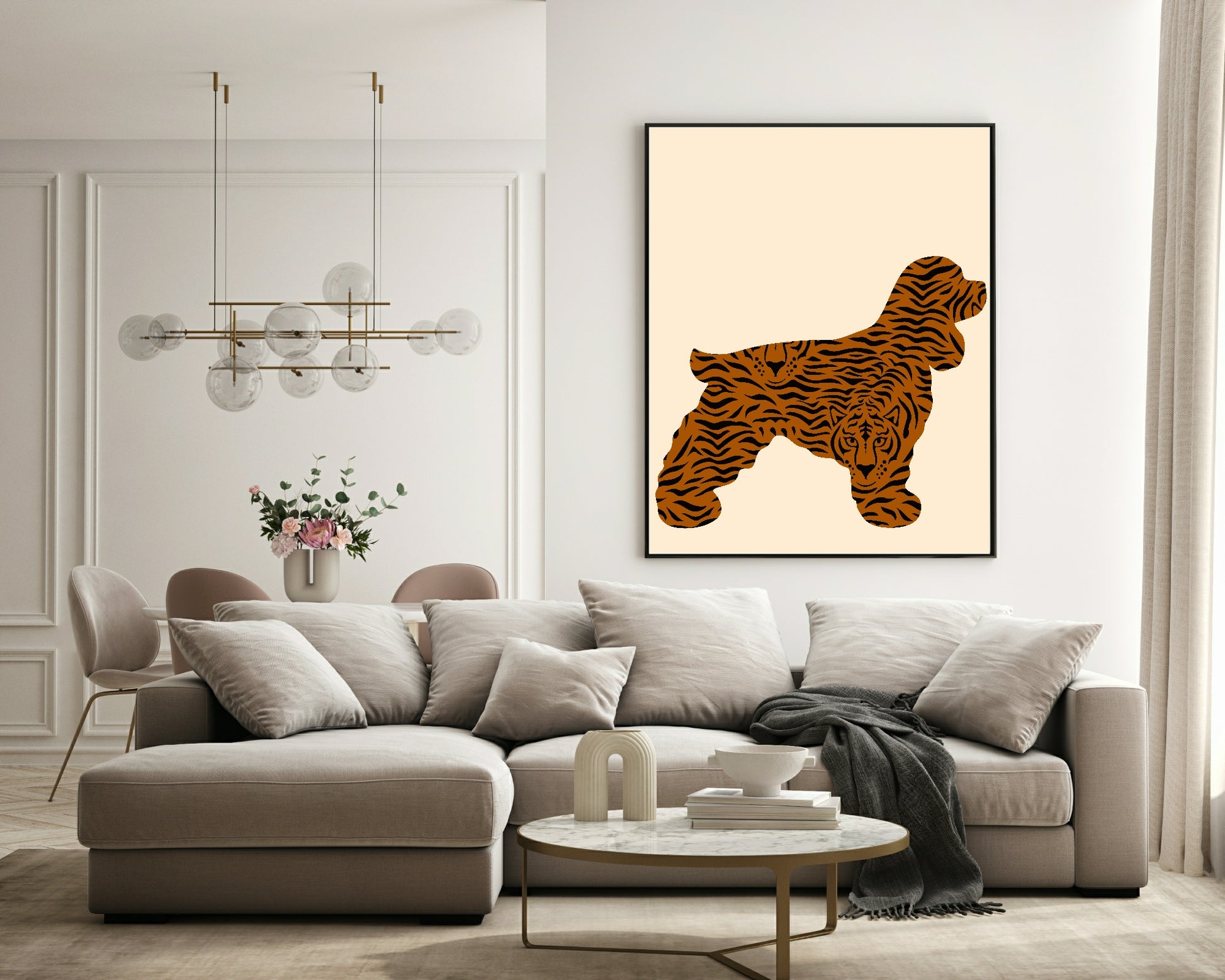 Cocker Spaniel Dog Print | Abstract Tiger Pattern Wall Art