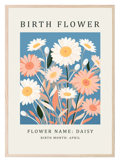 Birth Flower Print | Floral Birthday Wall Art April