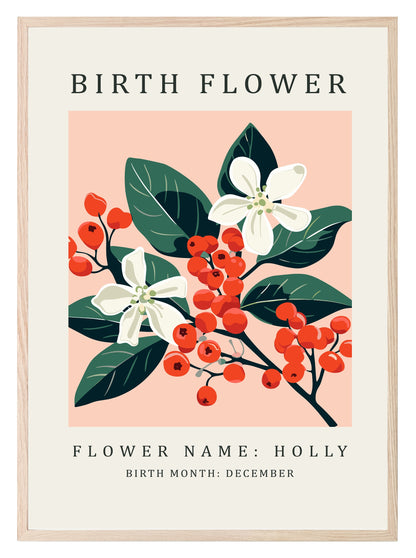 Birth Flower Print | Floral Birthday Wall Art December