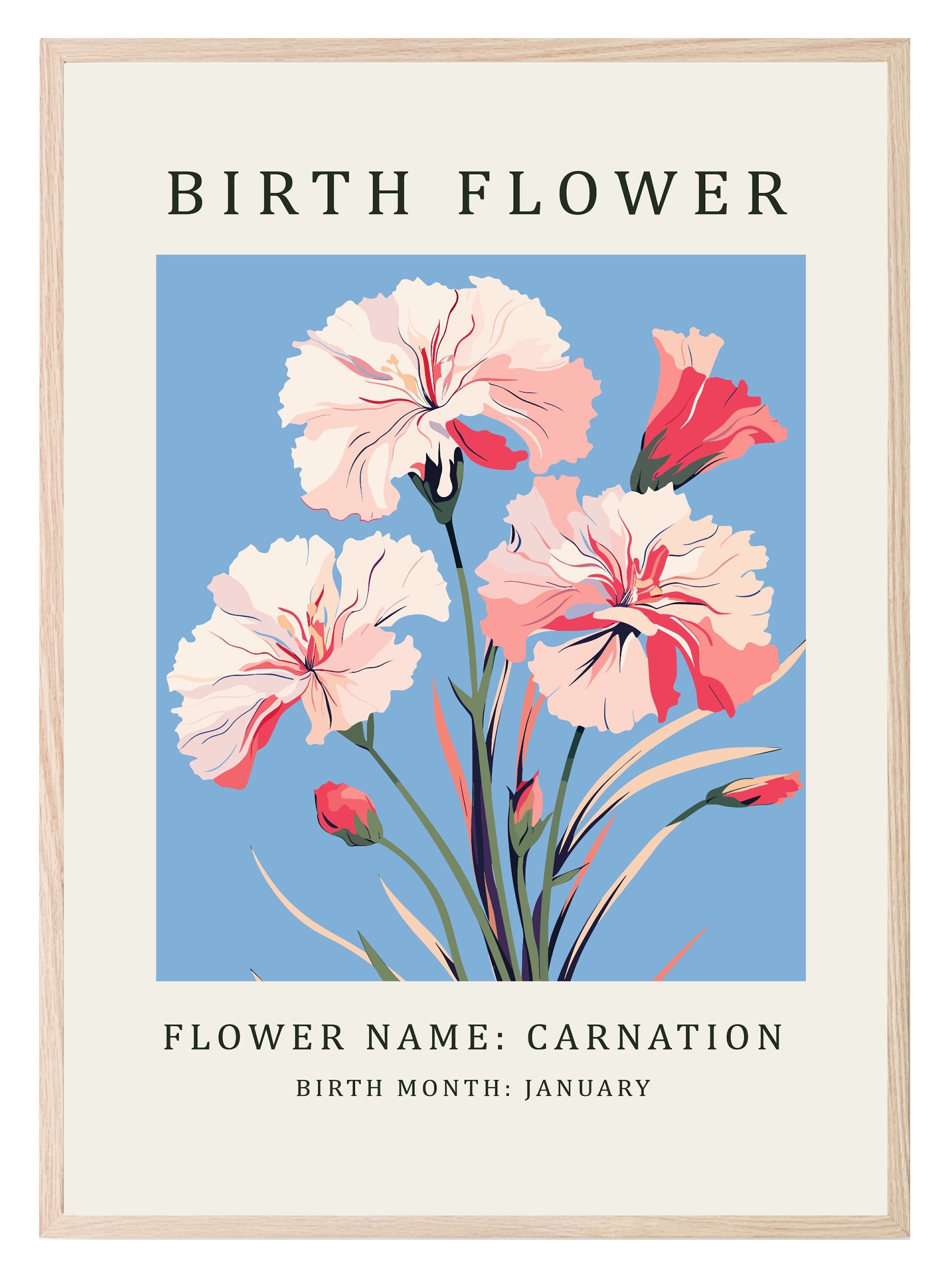 Birth Flower Print | Floral Birthday Wall Art January