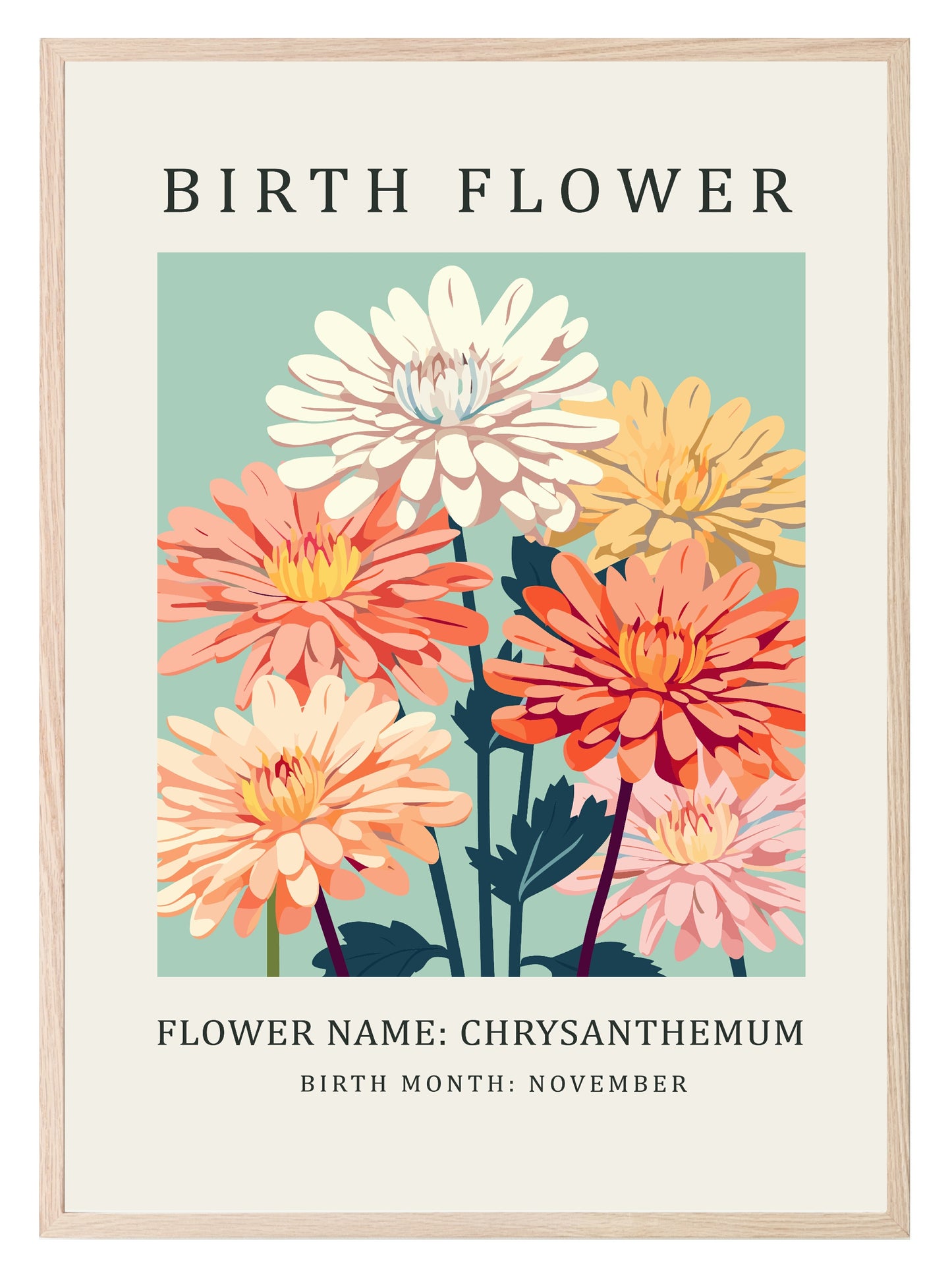 Birth Flower Print | Floral Birthday Wall Art November