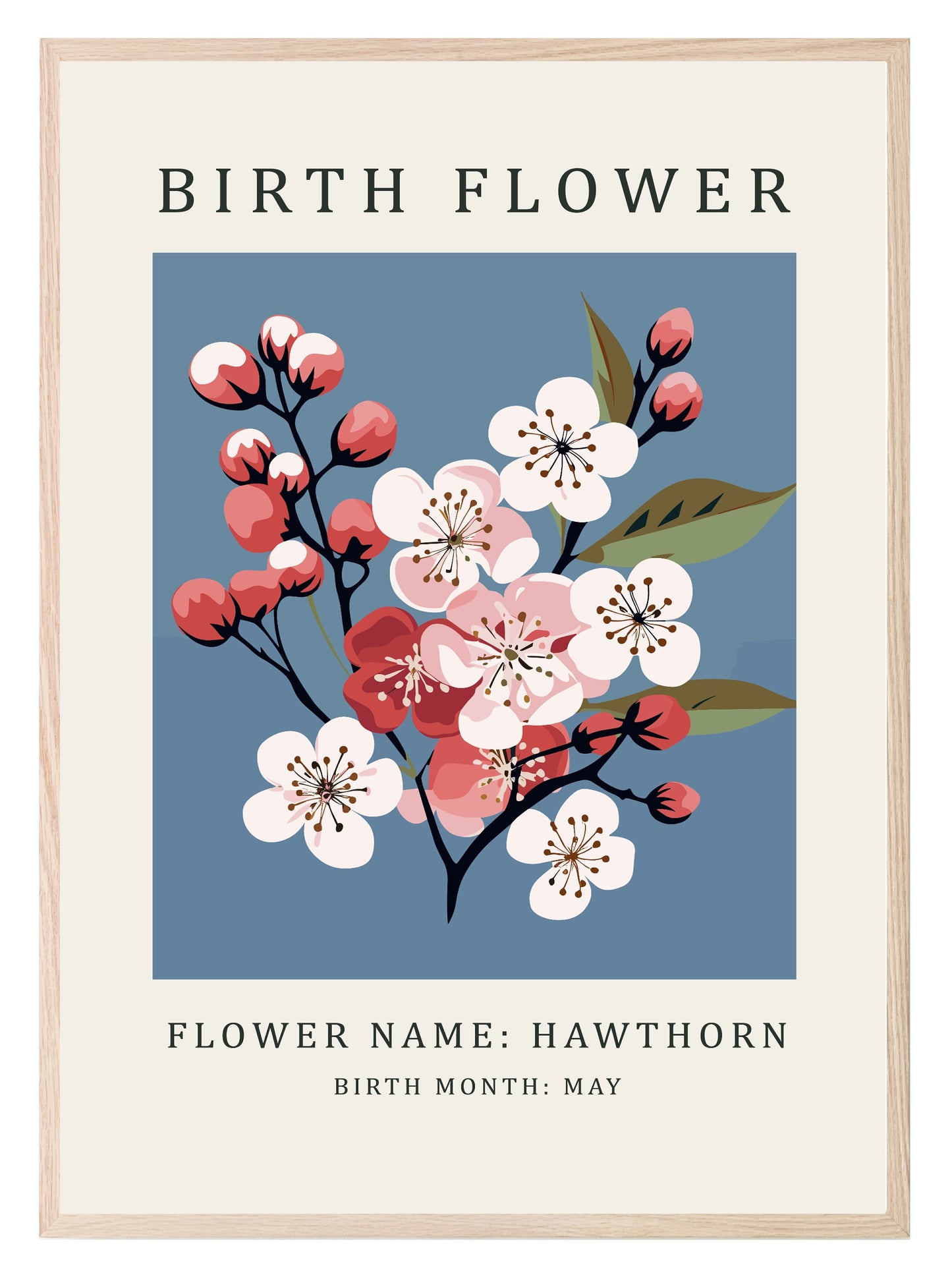 Birth Flower Print | Floral Birthday Wall Art A5 May