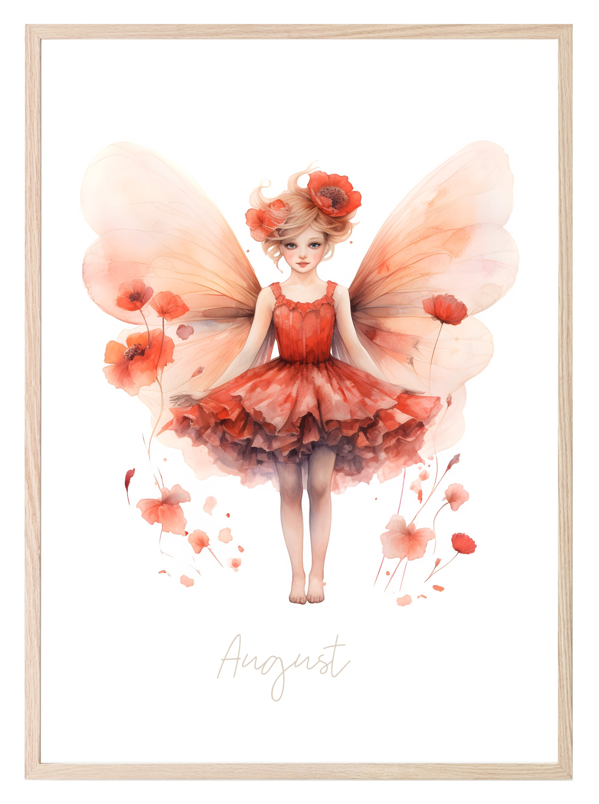 Birth Fairy Print | Floral Birthday Wall Art August