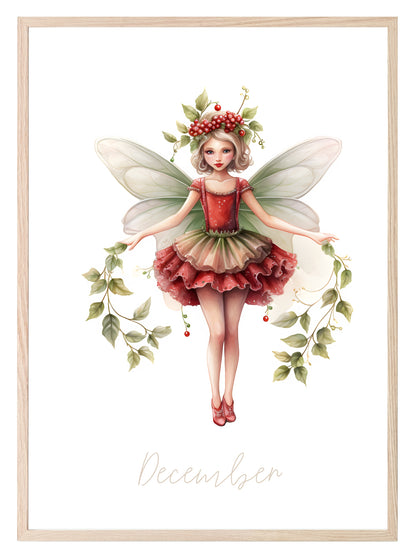 Birth Fairy Print | Floral Birthday Wall Art December