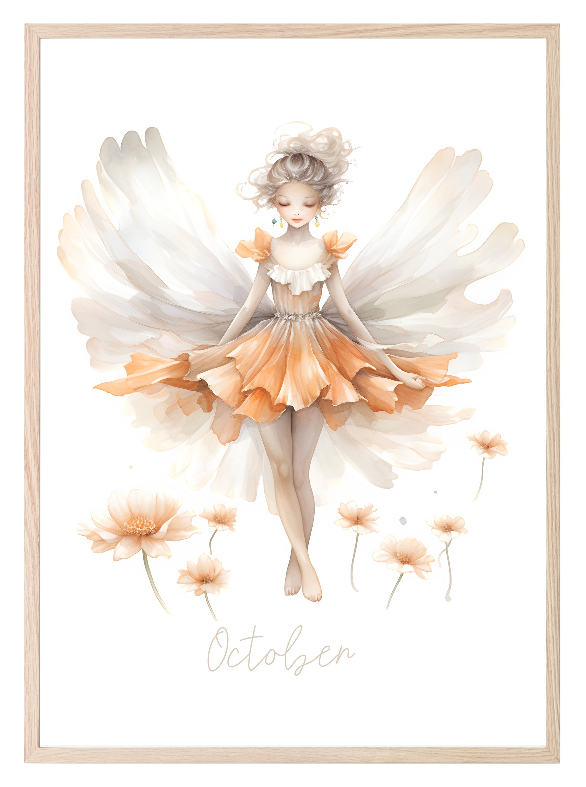 Birth Fairy Print | Floral Birthday Wall Art October