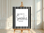 Black & White Stripe Graduation Party Sign - Larosier Prints