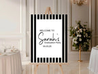 Black & White Stripe Graduation Party Sign - Larosier Prints
