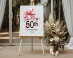 Pink Bow Welcome Anniversary Party Sign - Larosier Prints