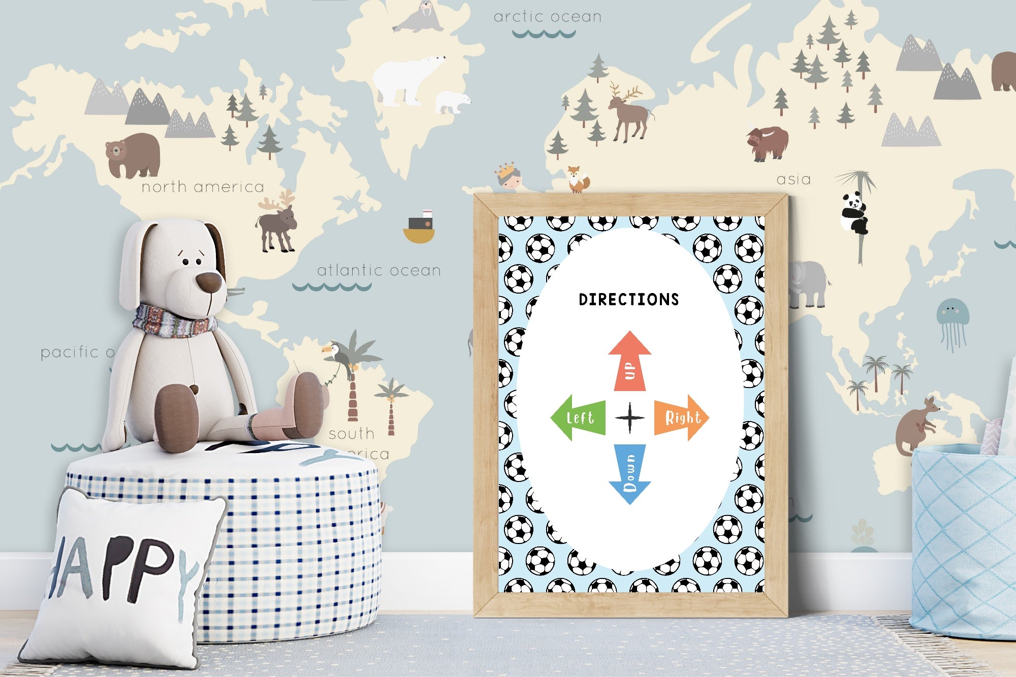 Blue Football Directions Poster | Educational Wall Art