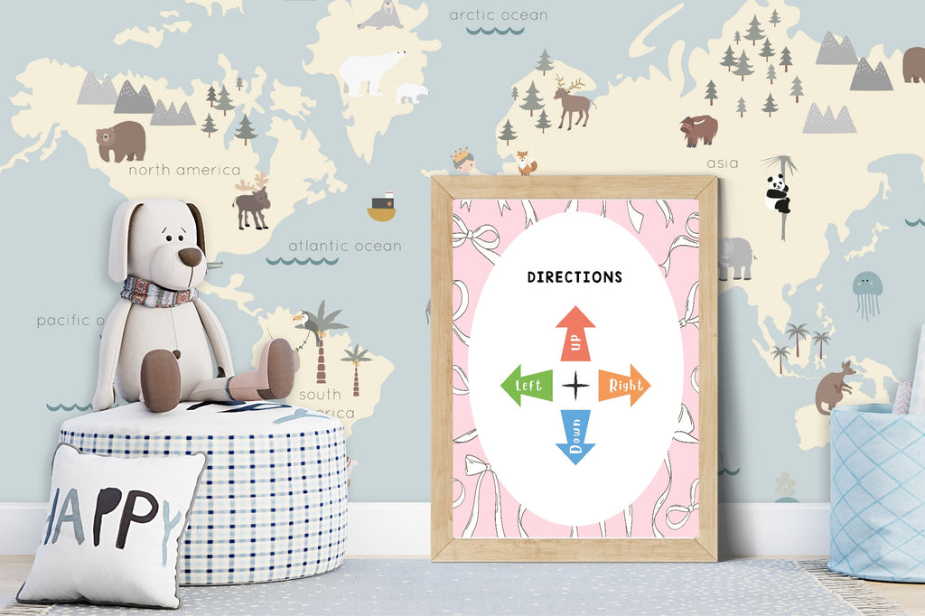Pink Bow Directions Poster | Educational Wall Art
