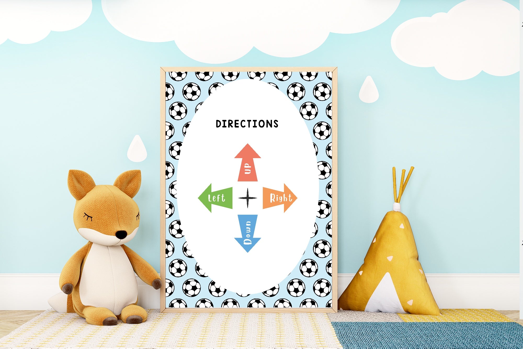 Blue Football Directions Poster | Educational Wall Art