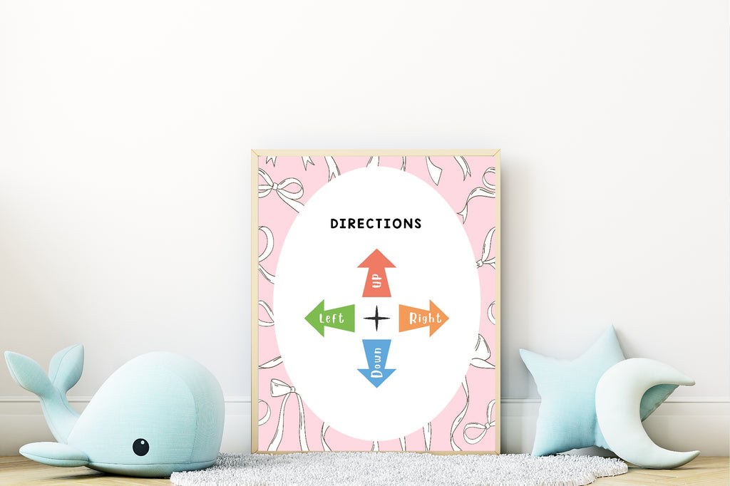 Pink Bow Directions Poster | Educational Wall Art
