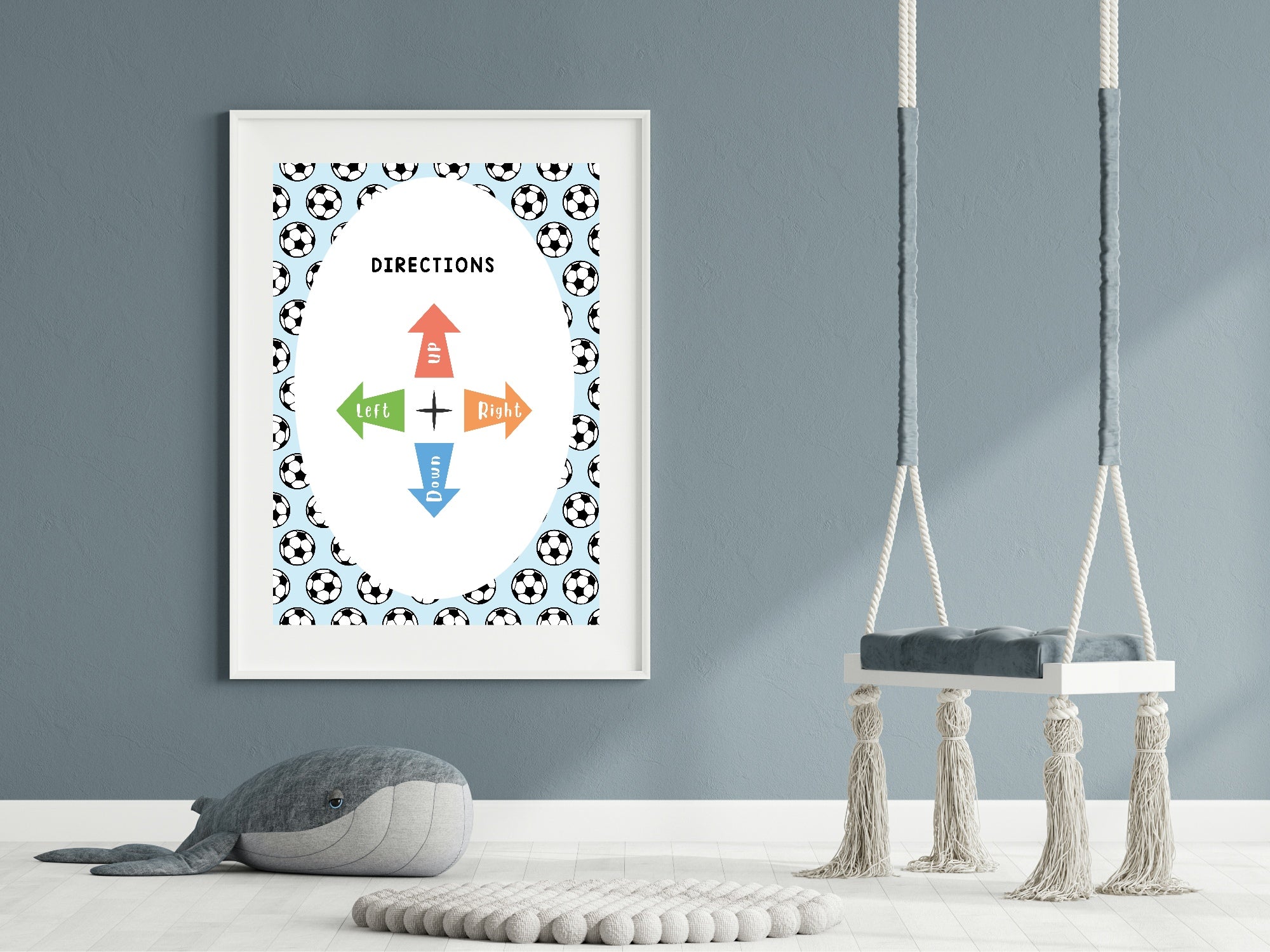 Blue Football Directions Poster | Educational Wall Art