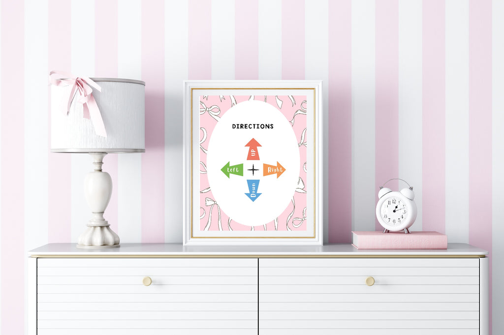 Pink Bow Directions Poster | Educational Wall Art