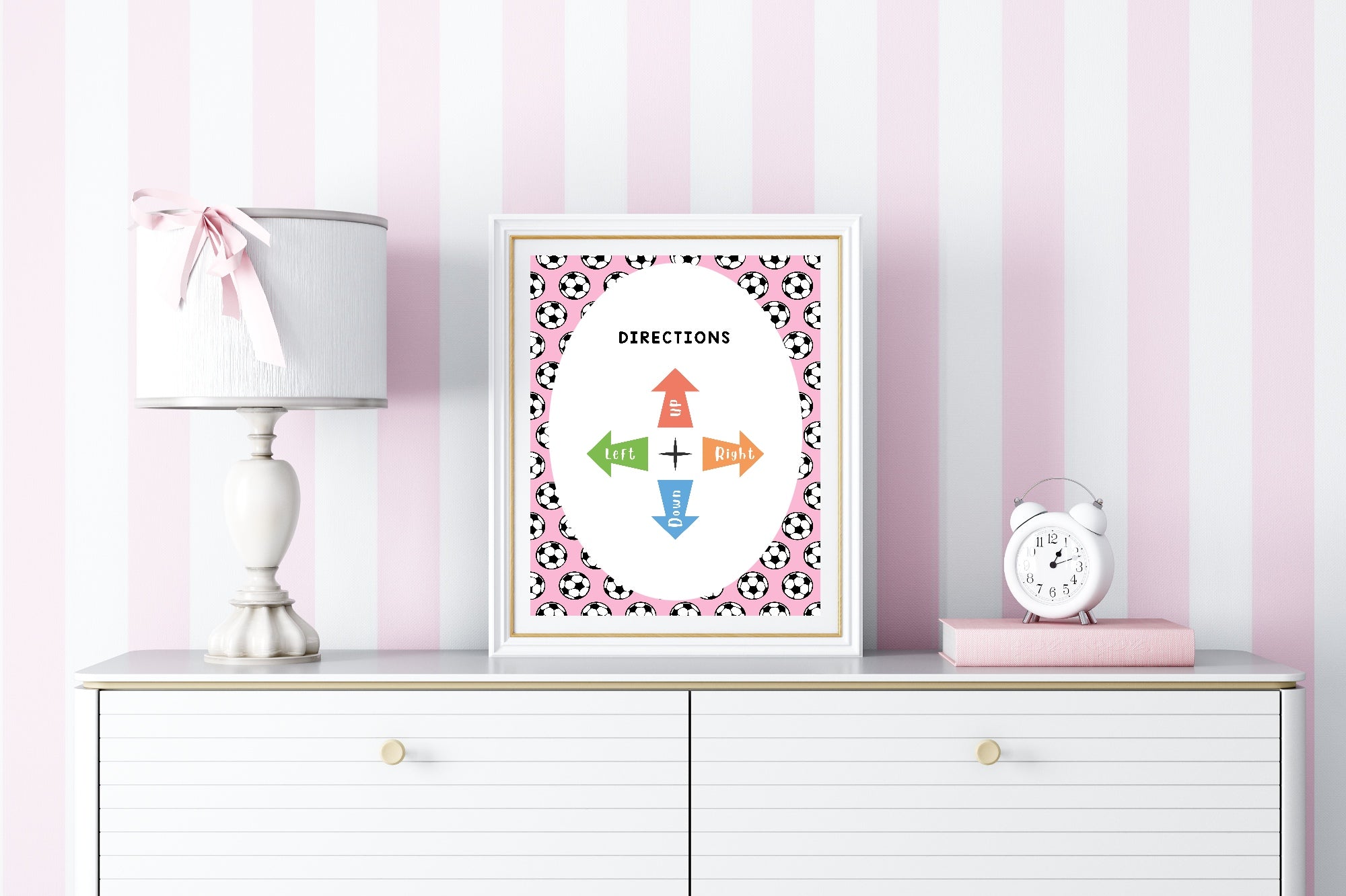 Pink Football Directions Poster | Educational Wall Art