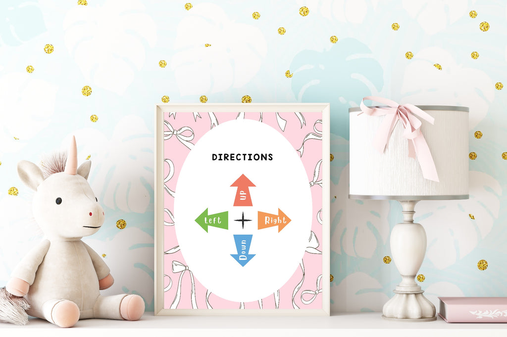 Pink Bow Directions Poster | Educational Wall Art