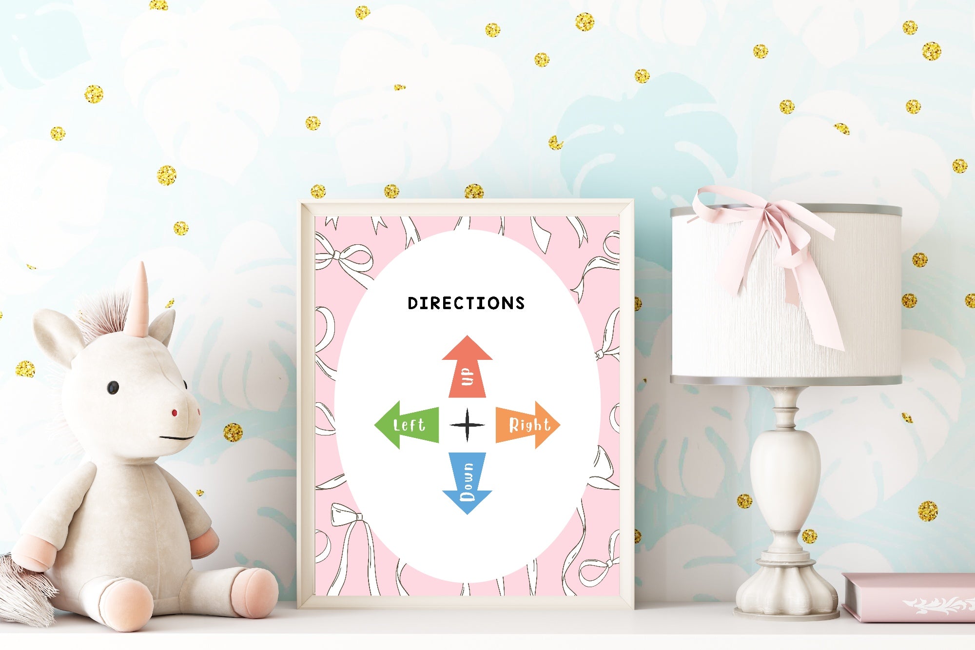 Pink Bow Directions Poster | Educational Wall Art